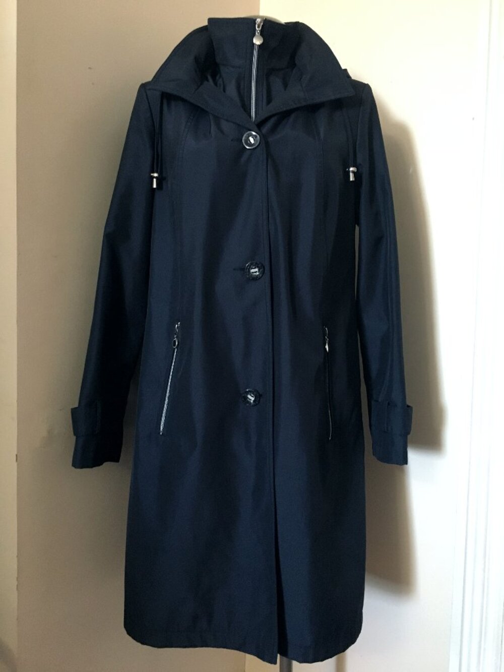 [Novelti] Gerry Weber Edition Navy Raincoat w/ Detachable Hood | 10 | Good
